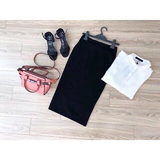 Chân váy bút chì dáng dài xẻ trước và xẻ sau