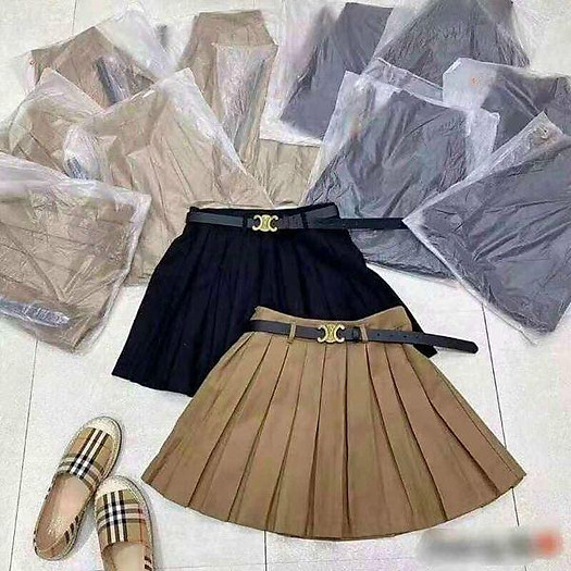 Chân váy xếp ly to ( kèm thắt lưng )