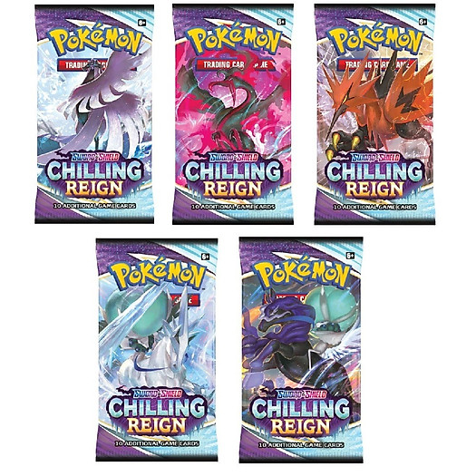 01 Pack Bài Pokemon TCG Chilling Reign hot, mới nhất (tép gói thẻ bài pokemon booster pack) - Series Sword Shield