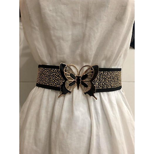 Thắt lưng bản 5cm. Full hạt. Mặt kim loại hình con bướm