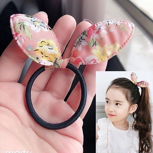 Sét 5 buộc tóc nơ thỏ màu ngẫu nhiên.