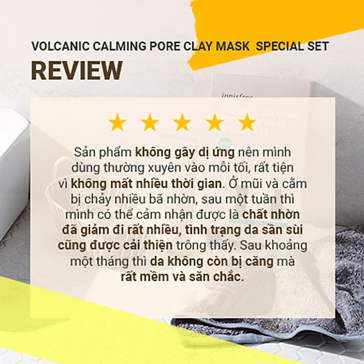 Bộ sản phẩm se khít lỗ chân lông đá tro núi lửa innisfree Volcanic Calming Pore Clay Mask Special Set - 131173426x