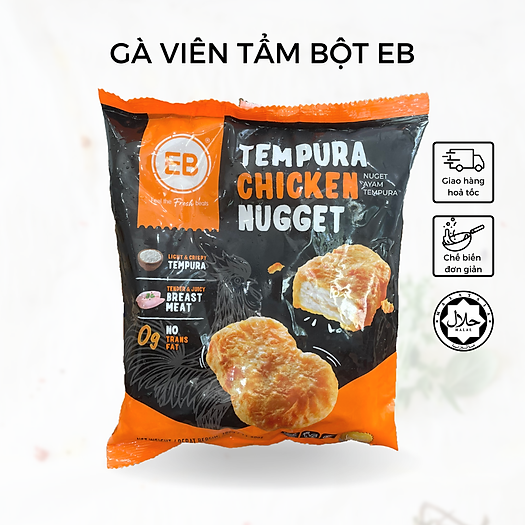 Gà viên tẩm bột EB 380g Malaysia Tempura Chicken Nugget Thịt đông