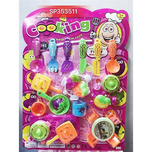 VỈ BẾP GAS ĐÔI + 2 NỒI+ 3 CHẢO + BÀN+ 4 GHẾ+ 2 LY+ TRÁI CÂY NHO, DÂU, CAM, 9HA6 (Vỉ)- SP353511