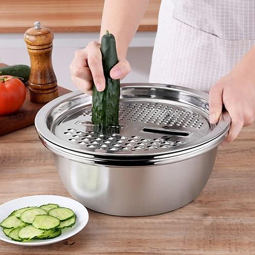 Bộ Bào Rau Củ Kèm Thau Rổ Inox Đa Năng