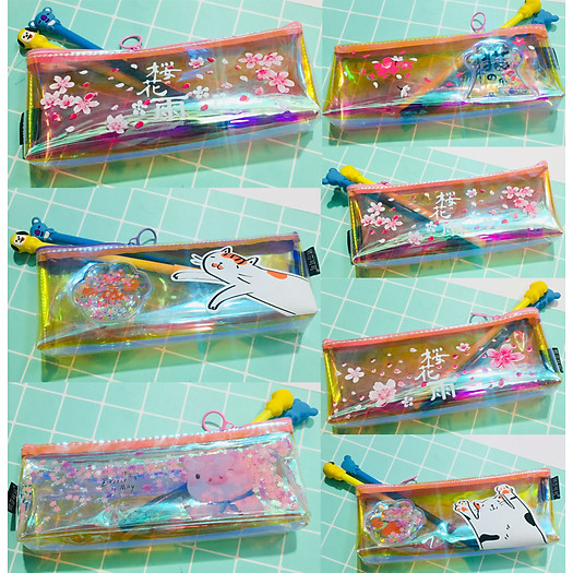 Bóp viết, hộp đựng bút Hologram 3D TRONG SUỐT NHỰA DẺO ( mẫu ngẫu nhiên )