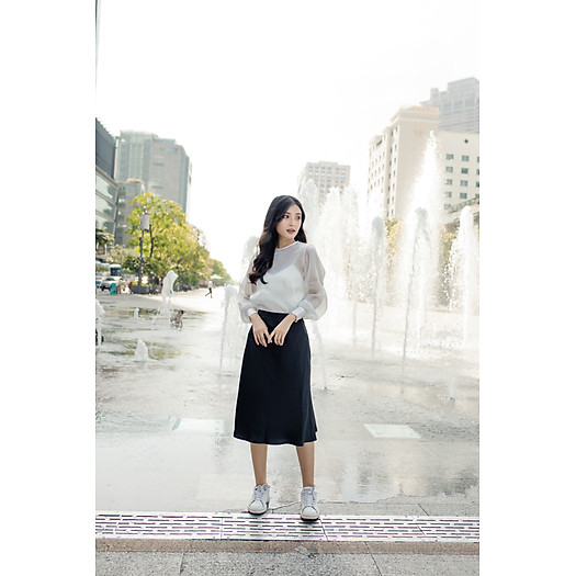 Chân váy lụa xéo 2 lớp cao cấp