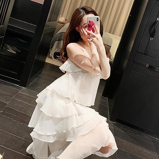 Váy 2 dây xếp tầng tiểu thư