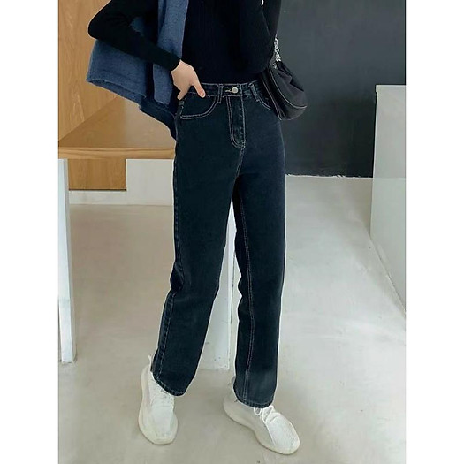 Jeans xanh đen chỉ vàng