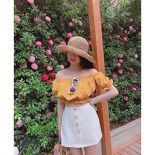 Sét Áo Vàng Và Chân Váy Trắng