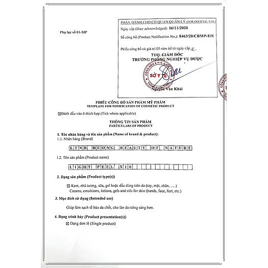 Peel da X10 Linh Hương 30ml