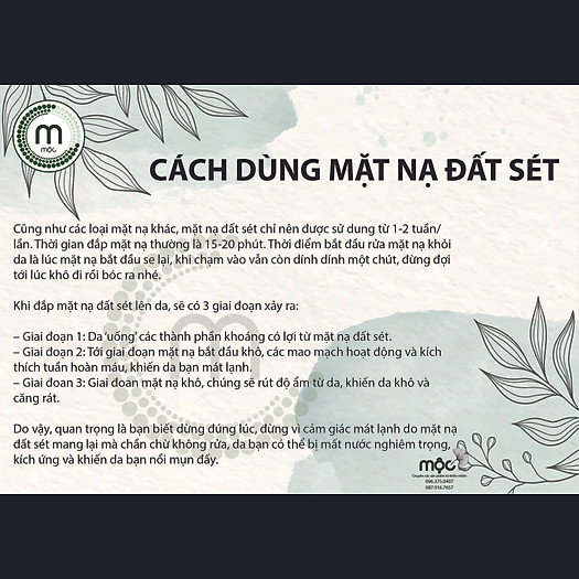 Bột Đất Sét Xanh đắp mặt nguyên chất từ thiên nhiên 100ml handmade