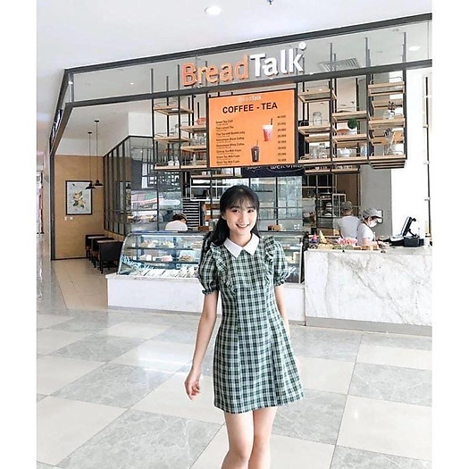 ĐẦM CARO CỔ SƠ MI TAY PHỒNG THIẾT KẾ