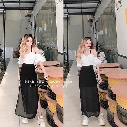 CHÂN VÁY VOAN ĐEN 2 LỚP CỰC XINH