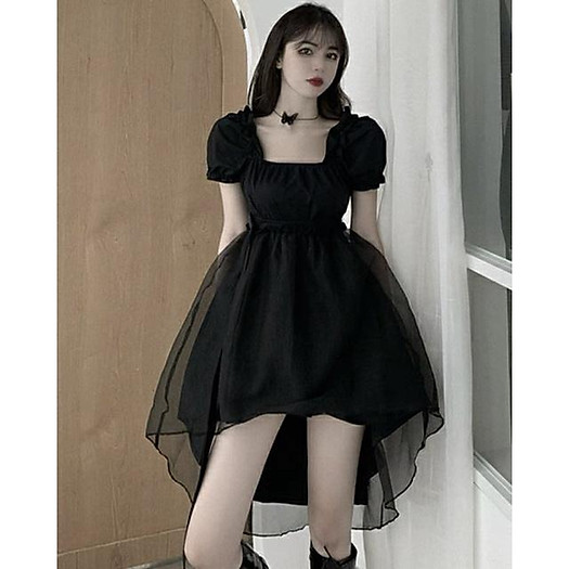 ĐẦM ĐEN DÁNG XOÈ PHỐI ĐAI CÁ TÍNH NỮ