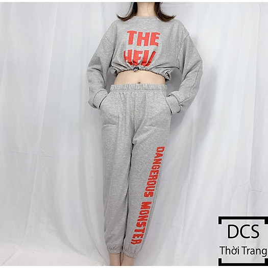 Bộ Quần Áo Croptop Chất Liệu Nỉ Chân Cua Xưởng May DCS