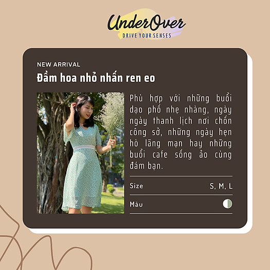 Đầm hoa nhỏ nhấn ren eo - UnderOver