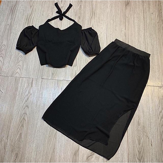 CHÂN VÁY VOAN ĐEN 2 LỚP CỰC XINH