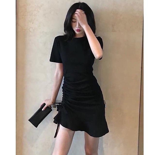 Đầm thun rút dây