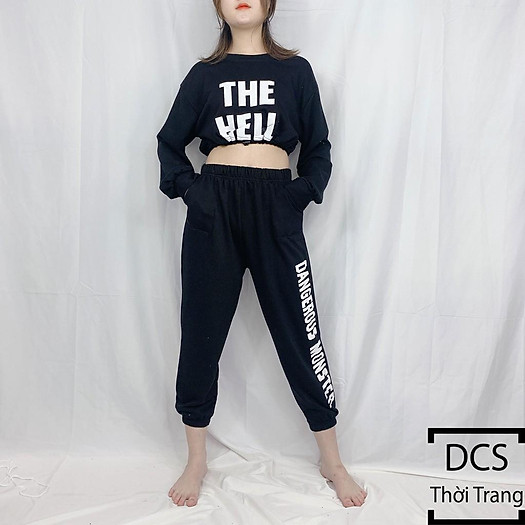 Bộ Quần Áo Croptop Chất Liệu Nỉ Chân Cua Xưởng May DCS