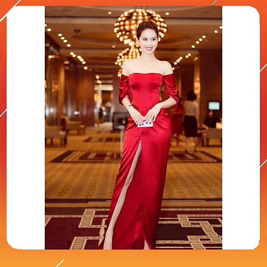 Đầm Dạ Hội Dài Lụa Đỏ Cao Cấp Thiết Kế Cúp Ngực Xếp Ly Eo Đổ Rũ Duyên Dáng Quyến Rũ