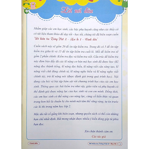 Đề Kiểm Tra Tiếng Việt Lớp 2 - Học Kì 1 (Cánh Điều)