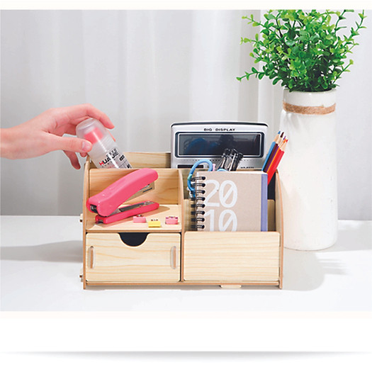 Kệ văn phòng phẩm, hộp cắm bút để bàn kệ đựng bút nhiều ngăn - MO12