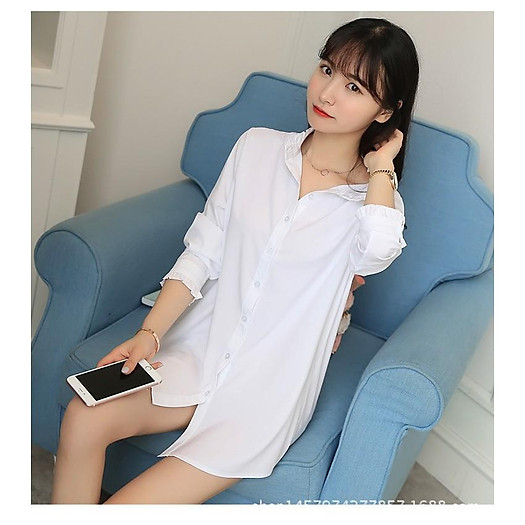Áo sơ mi trắng nhún bèo