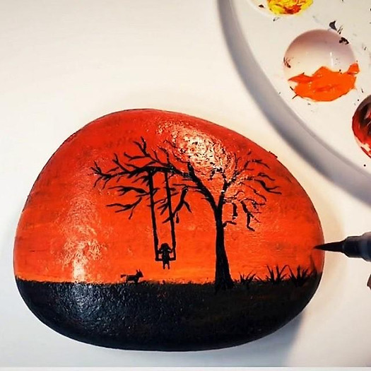 10 viên Đá cuội vẽ tranh nhiều kích thước