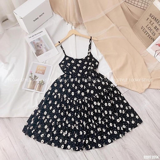 Đầm 2s hoa xoè phồng