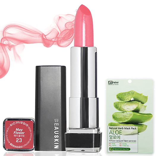 Son môi lâu trôi nhiều dưỡng Beauskin Crystal Lipstick 3.5g (#23 Hồng đất)  kèm mặt nạ - Son thỏi | TheFaceHolic.com