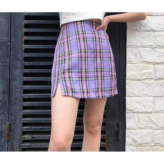 Chân váy ngắn kẻ sọc (ảnh thật tự mặc)