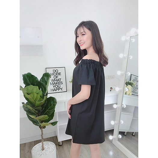 Váy suông rớt vai (Đen)