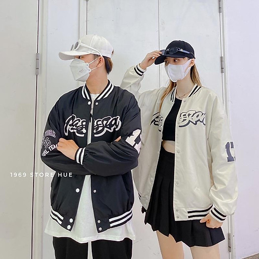 Áo khoác bomber đen trắng - (ah) FLNN 213