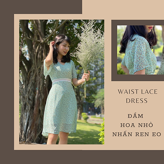 Đầm hoa nhỏ nhấn ren eo - UnderOver