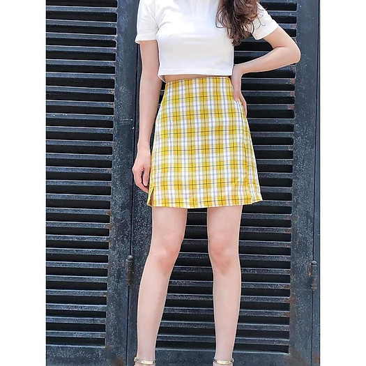 Chân váy ngắn kẻ sọc (ảnh thật tự mặc)