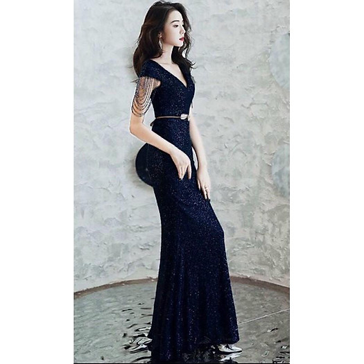 ĐẦM DẠ HỘI KIM SA CHUỖI VAI PHA LÊ ( không kèm nịt )