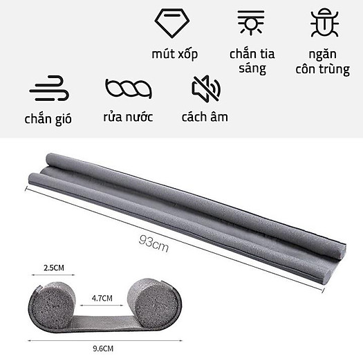 Thanh Nẹp Xốp Chặn Khe Cửa Ron Đệm Cửa Chống Ồn Chống Thoát Hơi Máy Lạnh Chống Bụi Ngăn Côn Trùng Chống Kẹt Tay