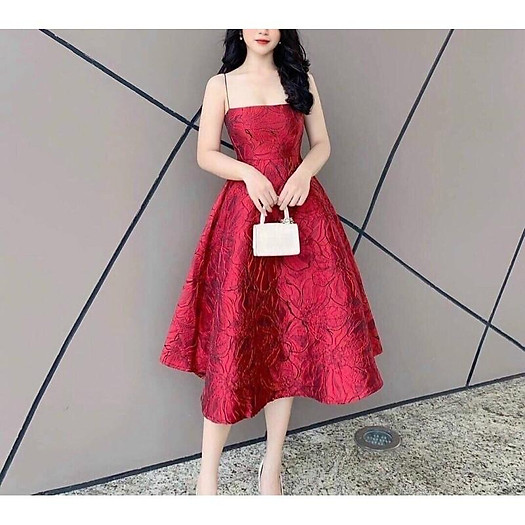 ĐẦM TAFTA GẤM 2 DA XOÈ 2 DÂY