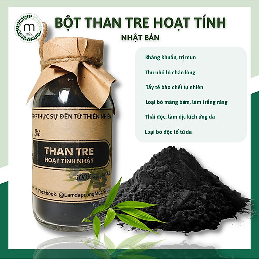 Bột Than Tre Hoạt Tính đắp mặt  nguyên chất từ thiên nhiên 100ml handmade