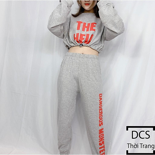 Bộ Quần Áo Croptop Chất Liệu Nỉ Chân Cua Xưởng May DCS
