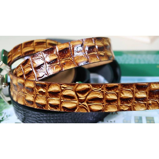 Dây Lưng Da Bò Dập Vân Cá Sấu