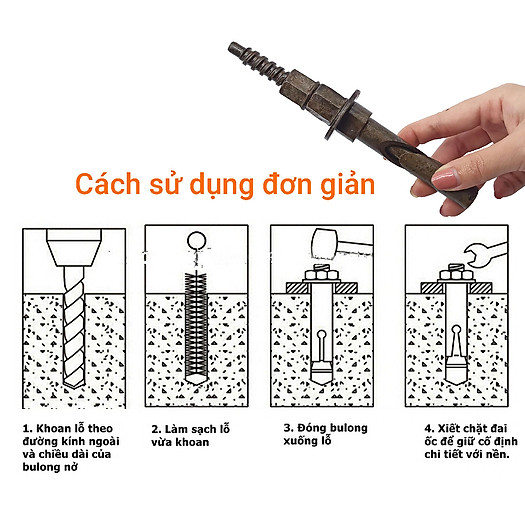 Bu lông nở trượt M11 tái sử dụng 5000 lần