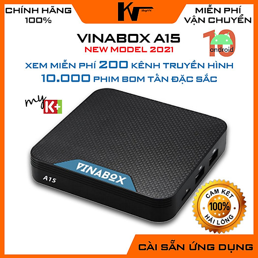  Android Tivi Box Vinabox A15, xem truyền hình bản quyền miễn phí, hệ điều hành Android TV - Hàng Chính Hãng 