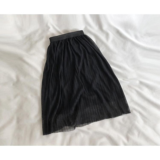 Chân váy dài lưới đen cạp cao xòe LI BING BING LONG SKIRT/BL