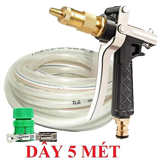 Bộ dây vòi xịt nước rửa xe, tưới cây . tăng áp 3 lần, loại 3m, 5m 206236Dđầu đồng, đai