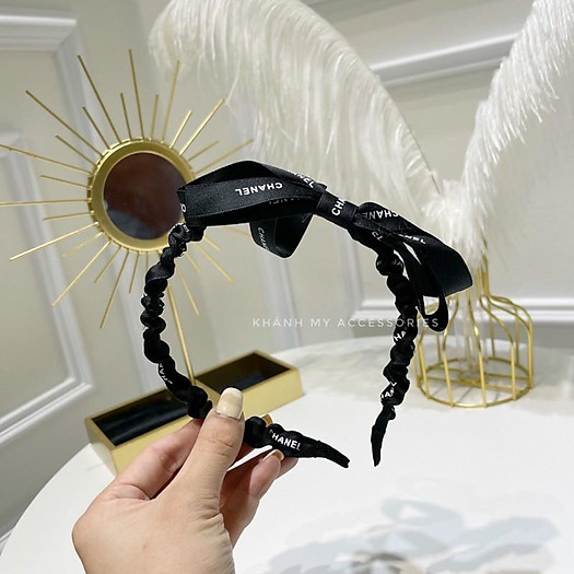 Bờm tóc băng đô nơ nhỏ xinh hai mầu đen trắng phong cách