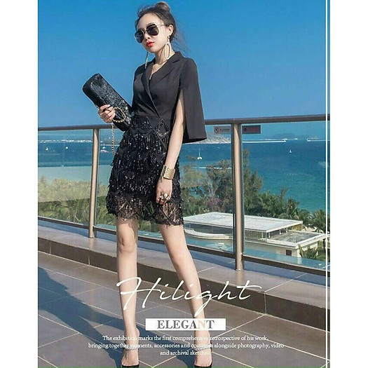 Đầm dự tiệc cổ vét phôi kim sa BY4475