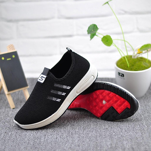 Giày đi bộ nữ 3 sọc giày lười nữ 3 sọc thể dục thể thao êm chân khử mùi thoáng khí(T)