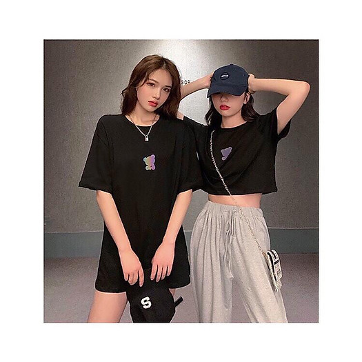 Áo thun nữ form rộng Đen Phản Quang - Áo phông nữ form rộng